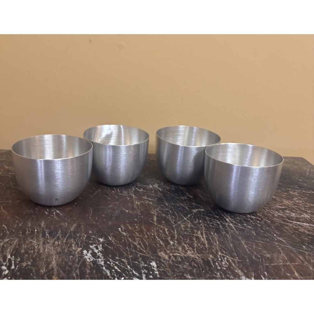 Leonard Pewter Jefferson Cups Set of 4 Colonial‎ Style Made in Bolivia Vintage